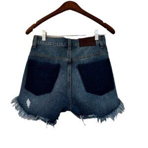 One Teasoon Hawks Distressed Denim Shorts Size 23 Frayed Hem, burnout pockets